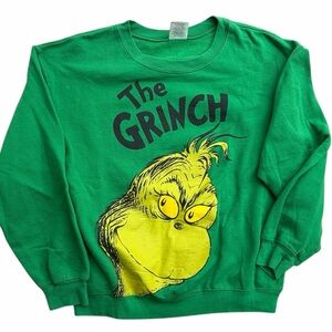 The Grinch‎ Kids Sweatshirt Green Graphic Crewneck – Size L (11–13) Fit Adult S